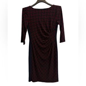 Lauren Ralph Lauren navy blue and red jersey knit sheath dress